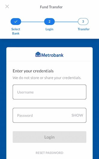 Step 3: Members, please fill in your bank account information to log in and make payment.
