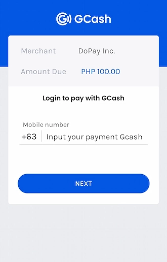 Step 4: Then a GCash login interface appears, bettors enter the phone number registered with the GCash account to log in to GCash.